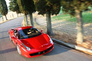 A Ferrari 458 Italia in its natural habitat; the open road