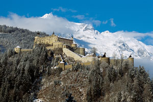 The Obauer is overlooked by Hohenwerfen Castle